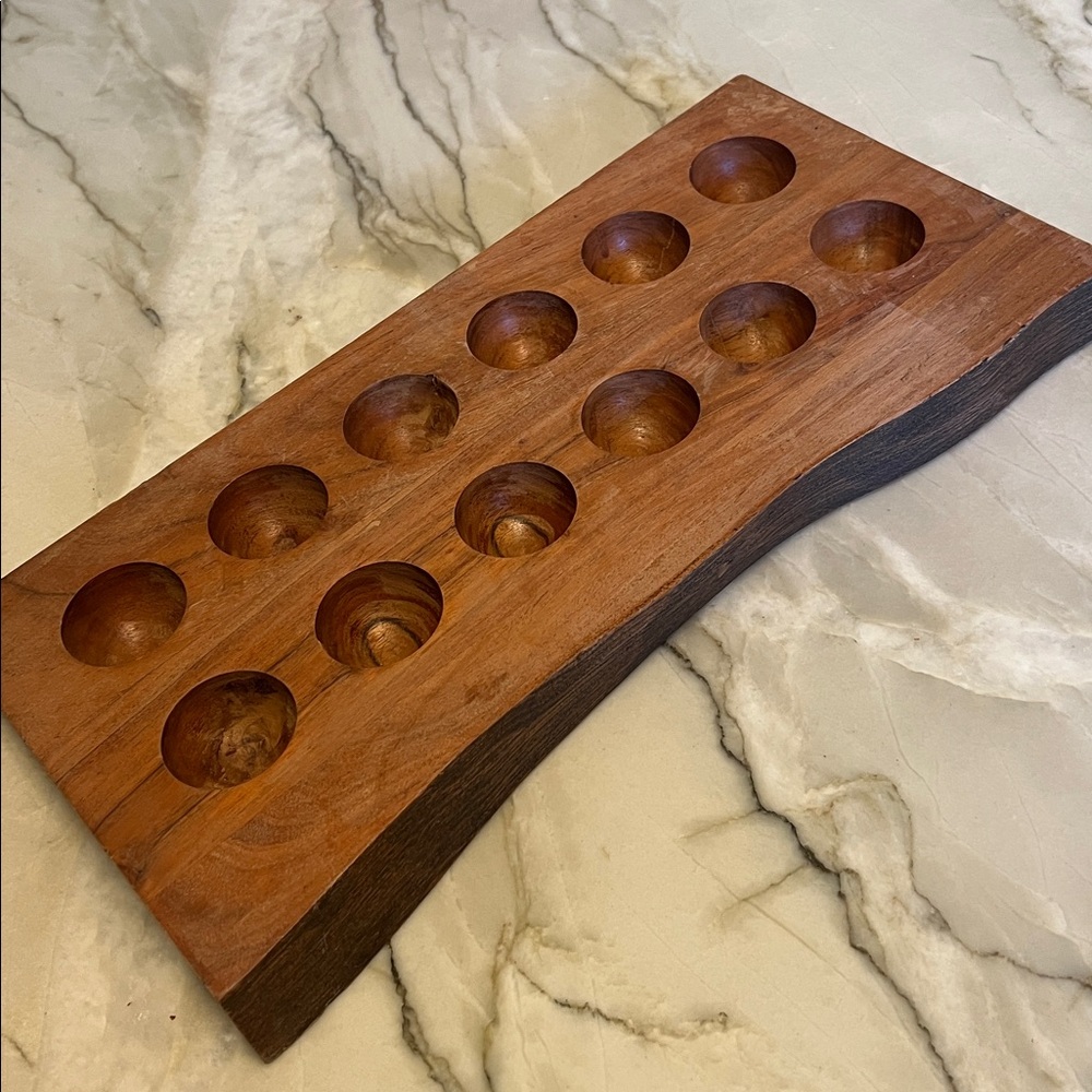 Gorgeous Wooden Hard Boiled Egg Server, 16.5” x 8”